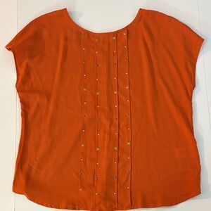 attention Orange Embellished Dolman Sleeve Blouse